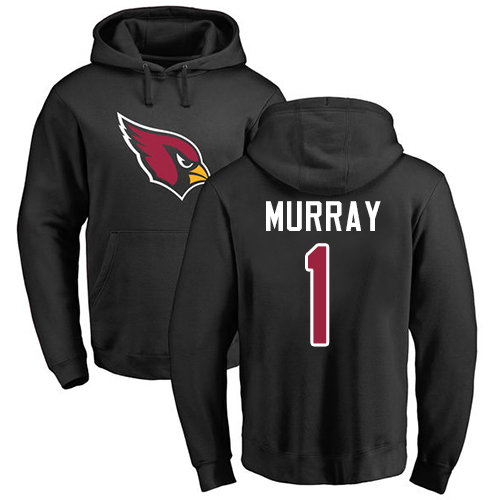 Arizona Cardinals Men Black Kyler Murray Name And Number Logo NFL Football #1 Pullover Hoodie Sweatshirts